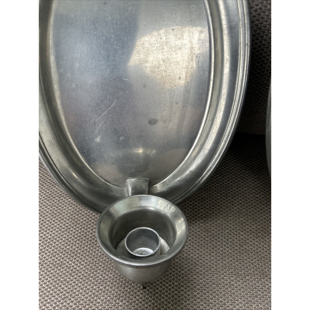 Pair (2) Woodbury Pewter 9" Oval Wall Sconces Candle Holder Silver Metal - Picture 6 of 11